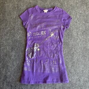 Betsey Boo Purple Rock n Roll Vintage Tour Graphic Baby Tee Shirt Womens Medium